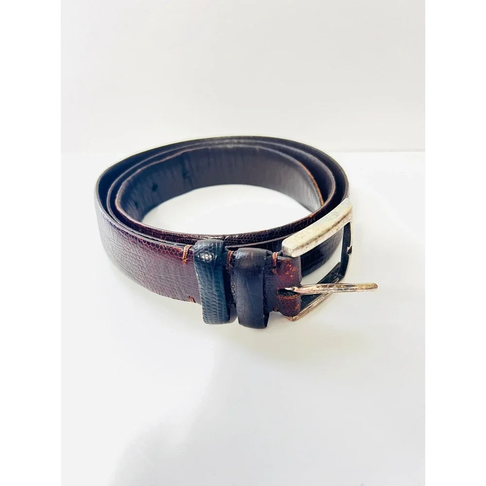 Bill‎ Lavin Belt Brown Leather Solid Brass Buckle Made in Italy Soft Collections